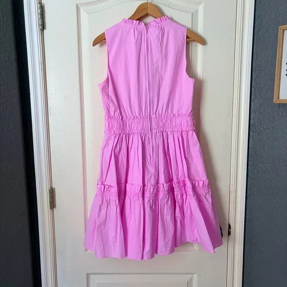 Lilly Pulitzer Elina Cotton Poplin Stretch Tiered Ruffle Rose Pink Dress, 6 - Picture 7 of 16